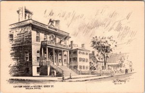 MASSACHUSETTS ART POSTCARD VIEW OF CUSTOM HOUSE DERBY ST. SALEM MA T15