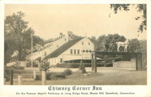 Stamford CT Chimney Corner Inn B&W Litho Postcard Unused