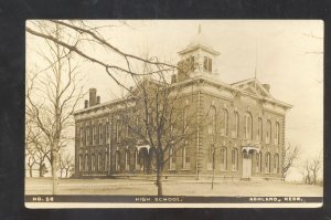 RPPC ASHLAND NEBRASKA HIGH SCHOOL BUILDING VINTAGE REAL PHOTO POSTCARD