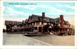 Hutchinson, KS Kansas  BISONTE HOTEL  Vintage Cars  1929 Advertising Postcard