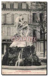 Old Postcard The High Pyrenees Tarbes Fontaine L flood the square Maubourguet