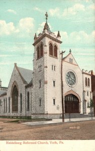 York PA-Pennsylvania, 1910 Heidelberg Reformed Church Religious Vintage Postcard