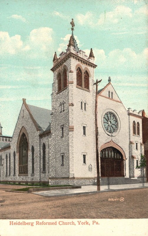 York PA-Pennsylvania, 1910 Heidelberg Reformed Church Religious Vintage Postcard