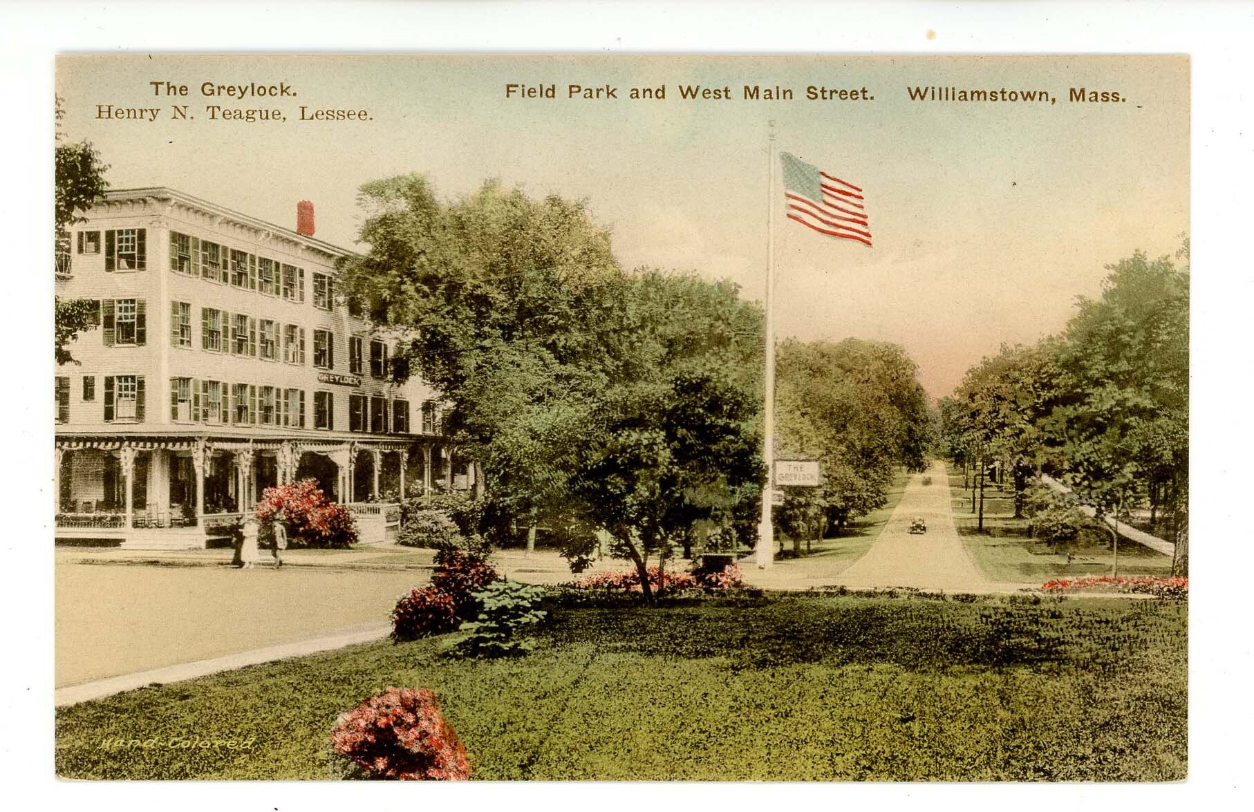 MA Williamstown. The Greylock Hotel, Field Park & West Main Street