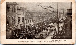 Postcard Monongahela City, PA Street Scene 1908 Chronicle Telegraph
