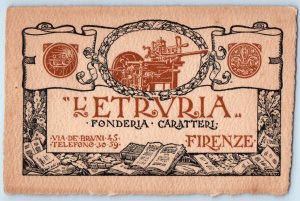 Florence Italy Postcard Reading Foundry Characters Via de Bravni c1905 Antique