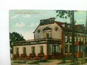 Vintage Postcard Forbes Manor Albany NY Scene of House and Carriage