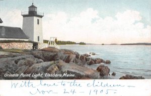 Grindle Point Lighthouse Ilesboro Maine 1907c postcard