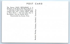 BRANFORD, CT Connecticut ~ OASIS RESTAURANT c1940s Roadside Postcard
