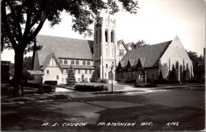 Real Photo Postcard M.E. Church in Fort Atkinson, Wisconsin