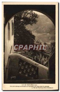 Postcard Old Port Cros Island jolle Var A Provencal inn is framed has its pla...