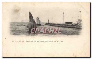 Old Postcard Le Havre L & # 39entree port when the tide