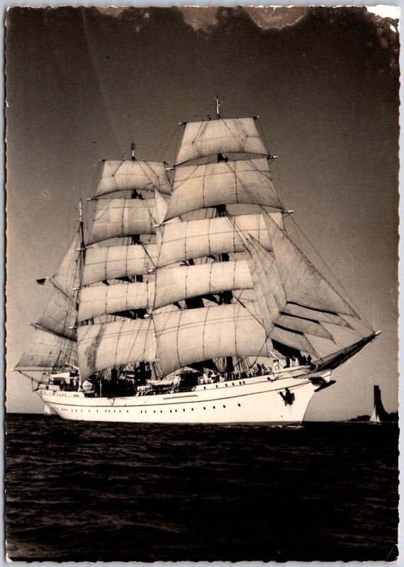 Ship Sailing Marine Photograph Renard Kiel Brunswiker Real Photo RPPC Postcard