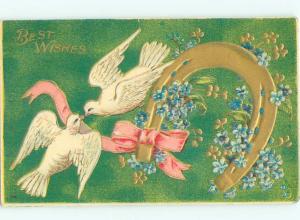 Pre-Linen BIRDS WITH LUCKY HORSESHOE AND FLOWERS AC5561