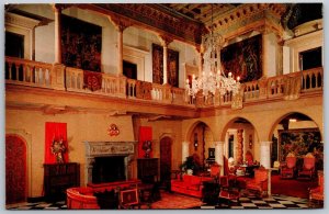 Vtg Sarasota Florida FL John Ringling Residence The Great Hall View Postcard