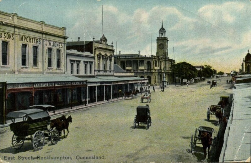 australia, Queensland, ROCKHAMPTON, East Street, Horse Cart (1910) Postcard