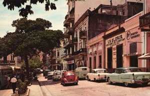 Vintage Postcard View At San Francisco Street Entering Old San Juan Puerto Rico