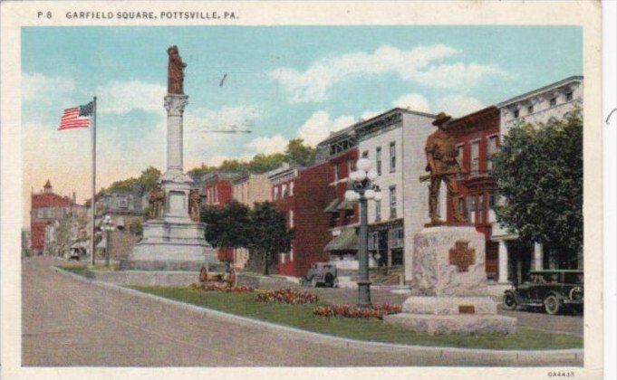 Pennsylvania Pottsville Garfield Square 1938 Curteich