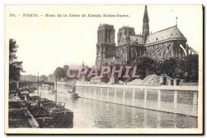 Old Postcard Paris Seine arm and Apse Notre Dame