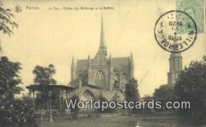 Le Parc, Ieglise Ste Walbruge et le Beffroi Furnes, Belgium 1920 Stamp on front 