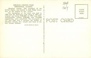 Springfield Illinois~Abraham Lincoln Tomb~1950s Postcard