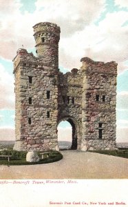 Vintage Postcard Bancroft Tower Natural Stone Granite Worcester Massachusetts MA