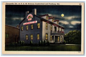 Frostburg Maryland Postcard Clarsville Inn Cumberland Night Moon c1950 Vintage