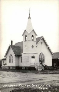 Stanley North Dakota ND Lutheran Church Real Photo Vintage Postcard