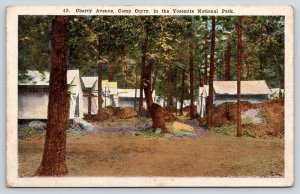 Yosemite National Park California~Camp Curry~Cherry Avenue Tents~1920s Postcard 