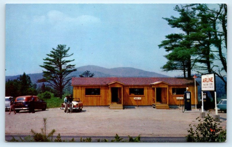 BEDDINGTON, ME Maine ~ Roadside AIRLINE SNACK BAR & STORE c1950s Cars Postcard