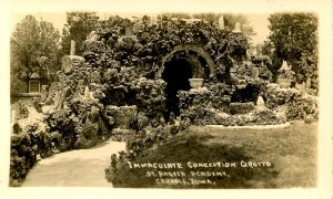 IA - Carroll. Immaculate Conception Grotto, St Angela Academy. *RPPC