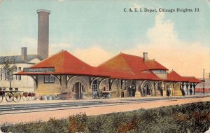 Chicago Heights Illinois Train Station Vintage Postcard AA36717