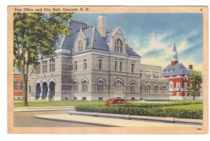 Post Office And City Hall, Concord, New Hampshire, Vintage 1947 Linen Postcard