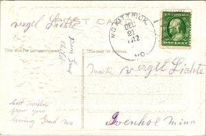 Calendar Page Icicles Holly embossed Christmas Postcard DB 1912 McKittrick MO