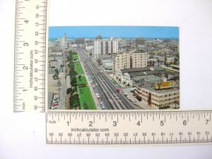 1957 Long Beach CA Ocean Ave Postcard Classic Cars Pacific Coast Street Aerial 