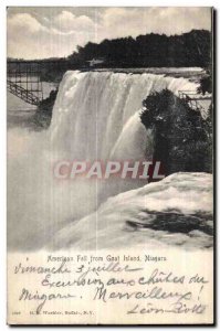 Old Postcard American Fall from Goat Island Niagara