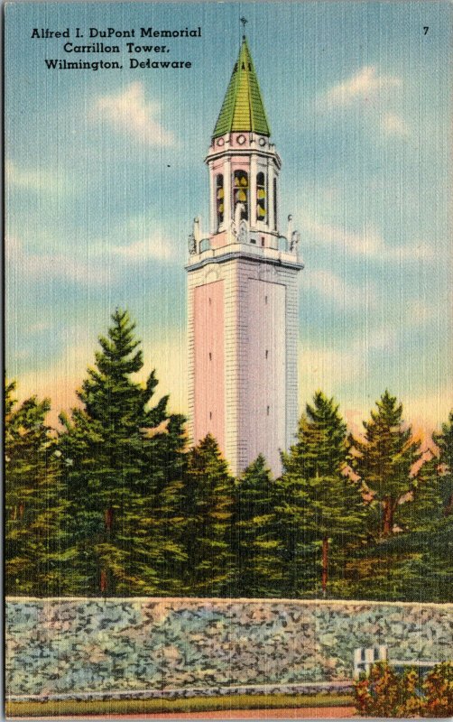 Vtg 1930s Alfred DuPont Memorial Carrillon Tower Wilmington Delaware DE Postcard