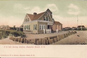 Hampton Beach NH, USCG Life Saving Station, Pre 1907, Crew, Local Publisher