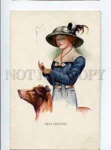 3134595 BELLE Lady & COLLIE Dog by BARBER vintage Color PC