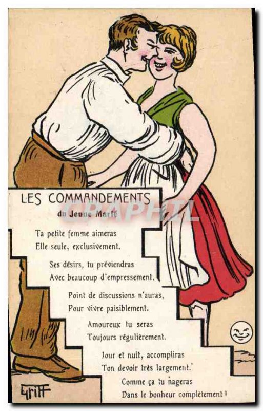 Old Postcard Fantasy Illustrator Griff The commandments of the young married ...