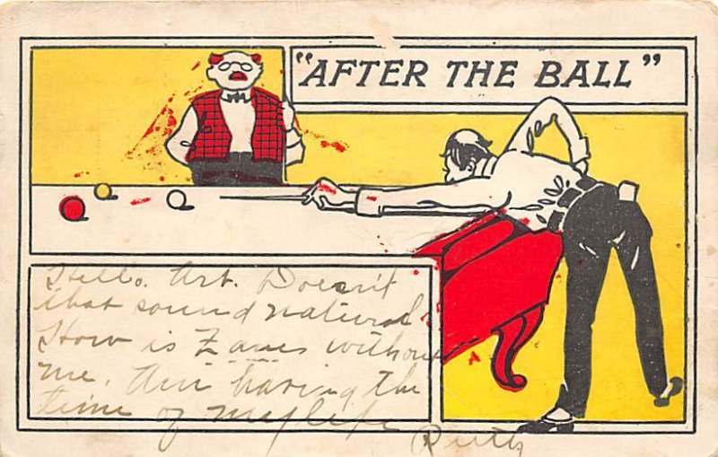 After the Ball Pool Billiards Carte Postale 1908 