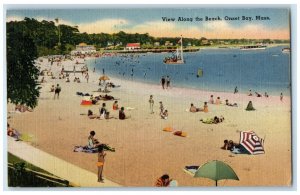 1945 View Along Beach Swimsuit Sand Exterior Onset Bay Massachusetts MA Postcard