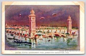 United States Government Pier Jamestown Exposition 1907 Grand Basin Postcard