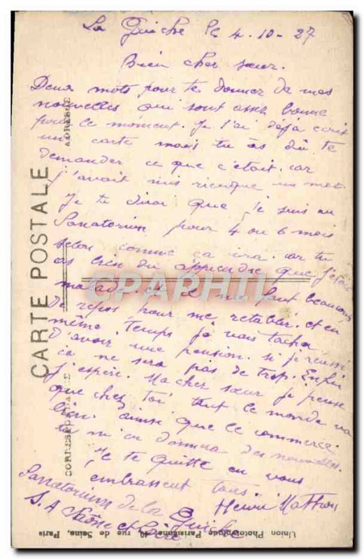 Old Postcard Sanatorium De Guiche South Facade