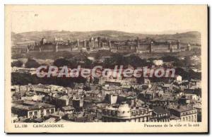 Postcard Old Carcassonne Overview of the city and quotes