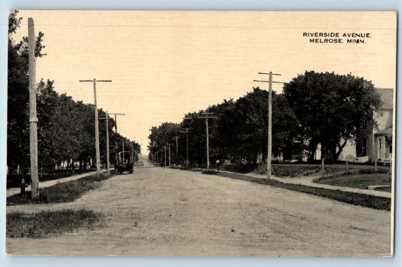 Melrose Minnesota Postcard Riverside Avenue Road Exterior Street c1910 Vintage