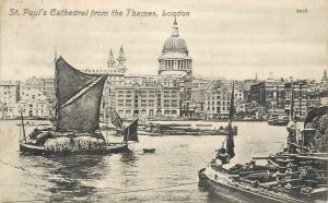 London Thames navigation & sailing St. Paul's sailling vessels barges ships boat