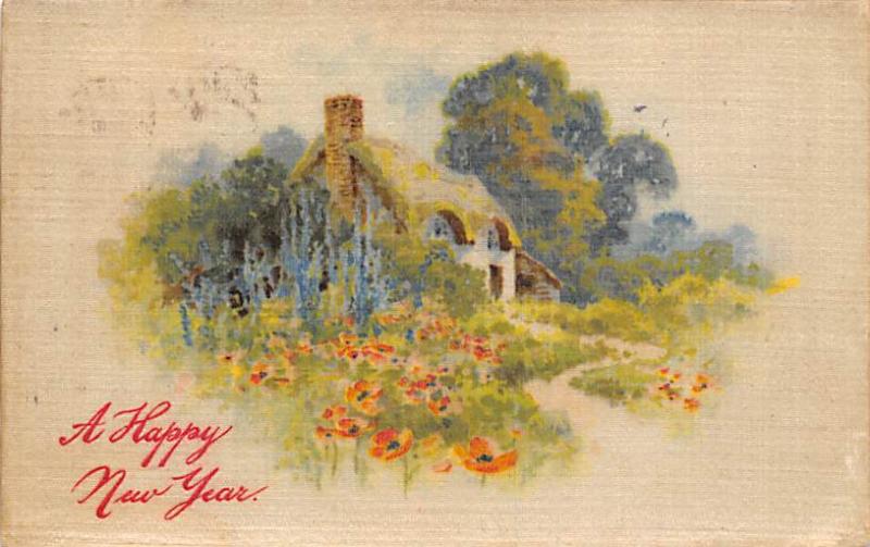 silk postcard Christmas 1909 light postal marking on front