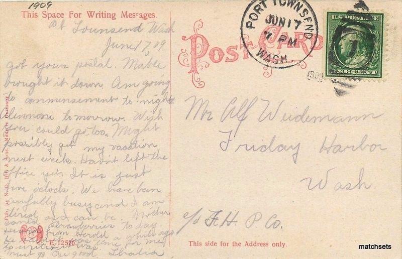 1909 Chetzemoka Park Townsend Washington Hill Sons postcard 145