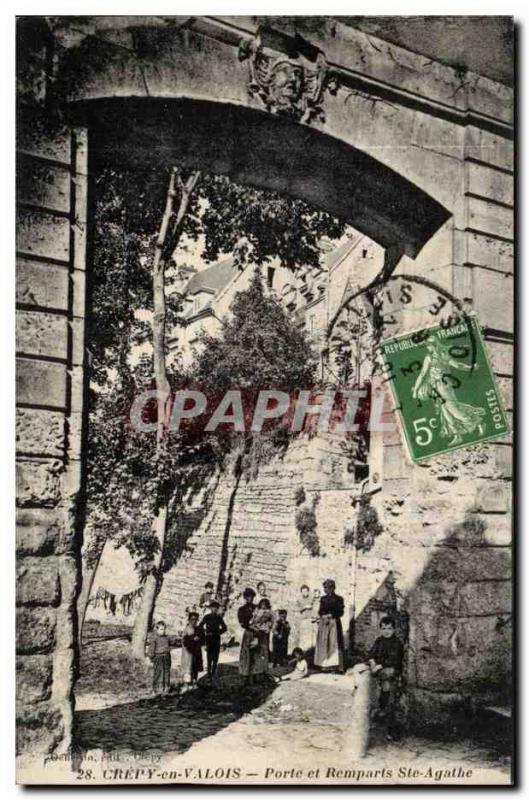 Crepy en Valois Old Postcard Door and walls Ste Agathe